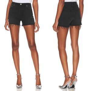 NWT GRLFRND Helena High Rise Cutoff Shorts Washed Black Raw Hem